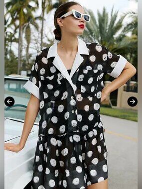 Plenty by Tracy Reese Short-Sleeve Polka Dot Mini Dress XS